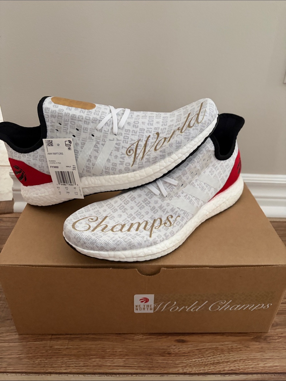 Adidas Toronto Raptors “World Champs”White & Red Men’s sneakers